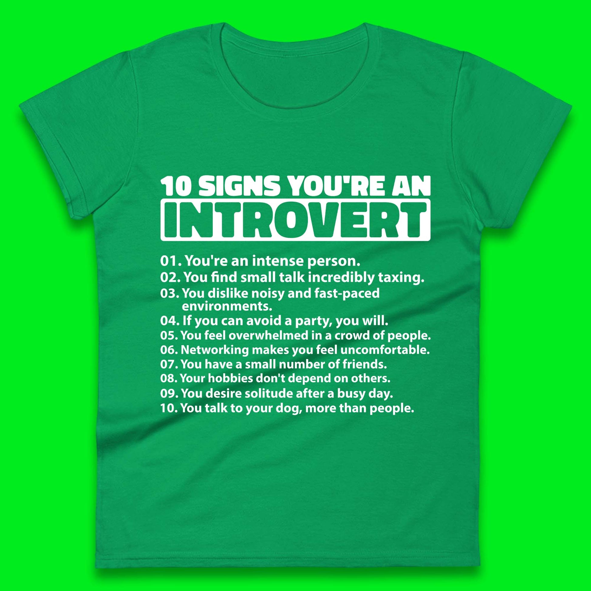 10 Signs You're An Introvert Womens T Shirt 