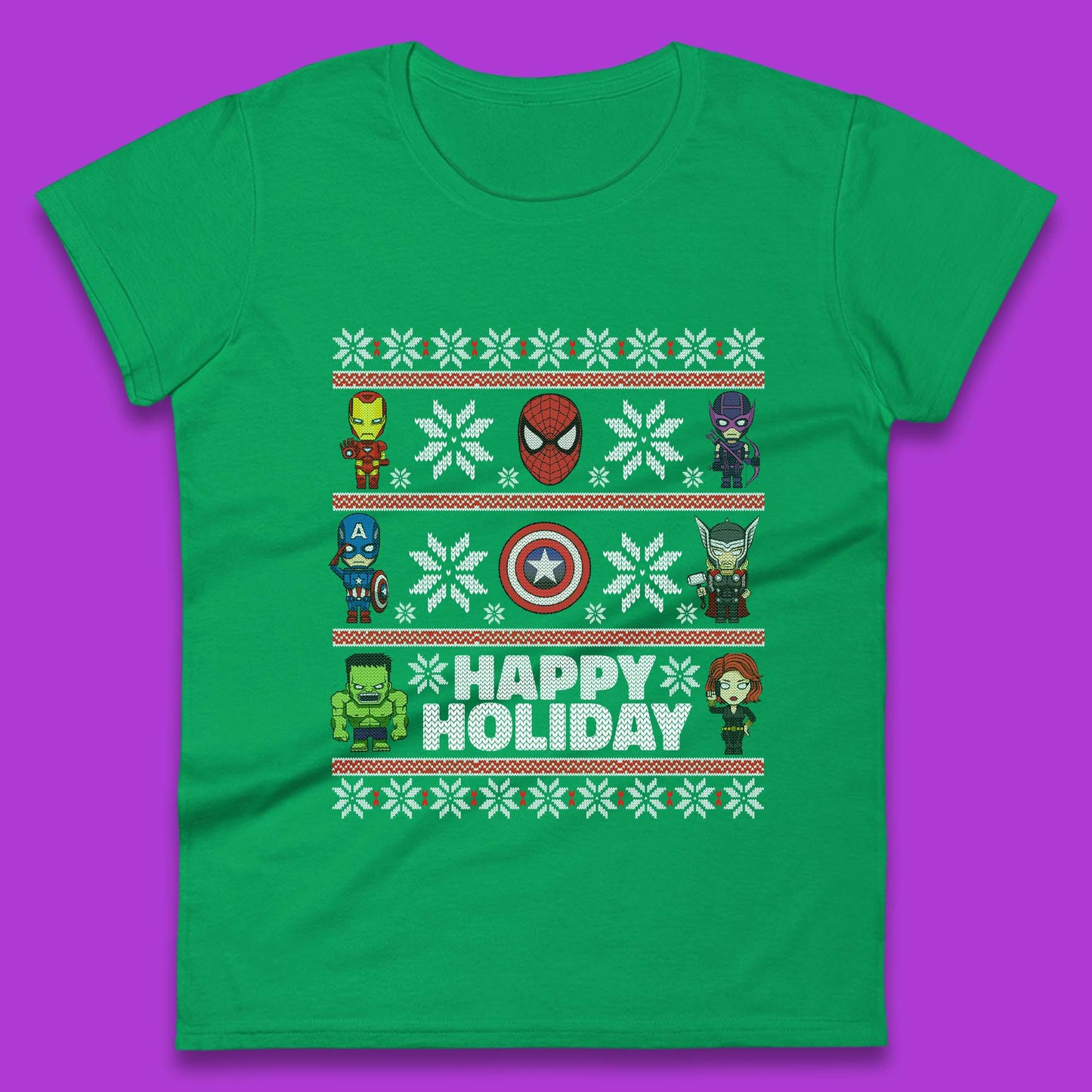 Avengers Superheroes Christmas Womens T-Shirt