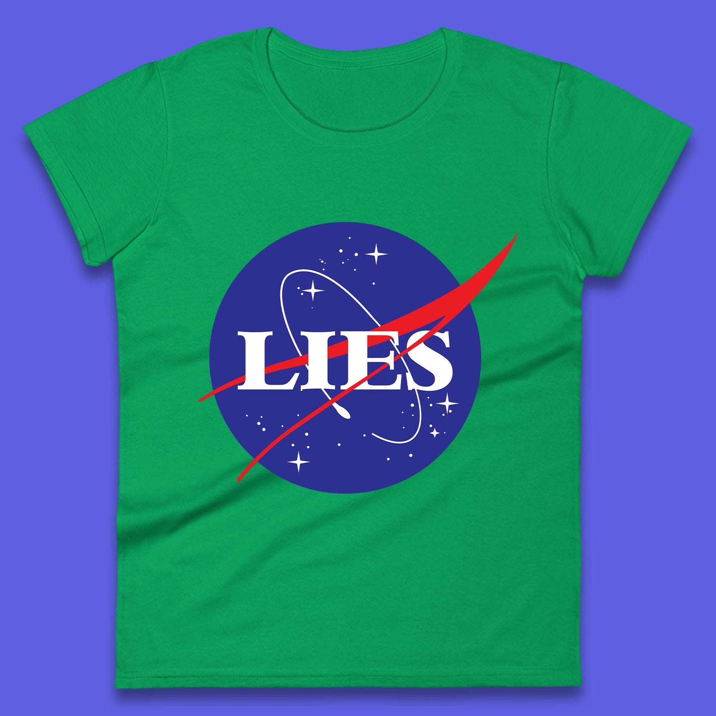 NASA Lies Logo Parody Womens T-Shirt