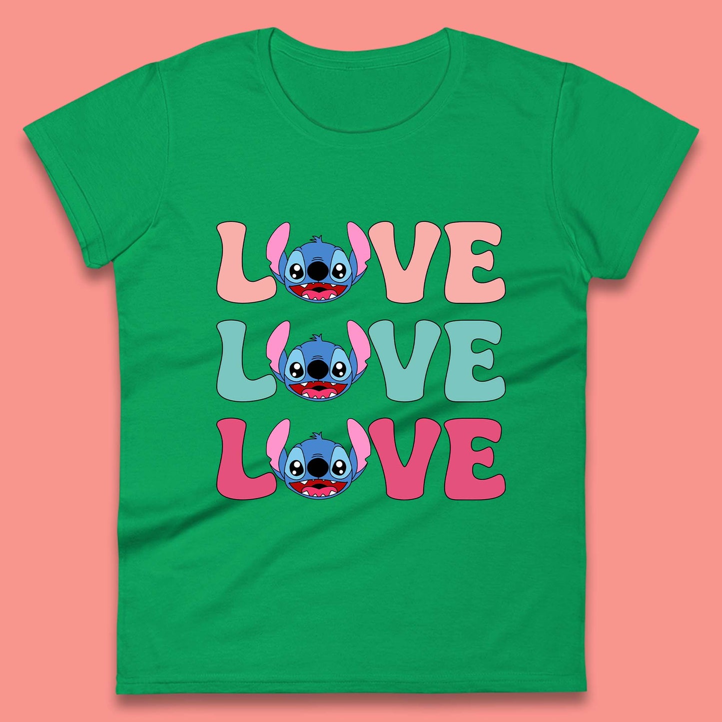 Stitch Love Valentines Womens T-Shirt