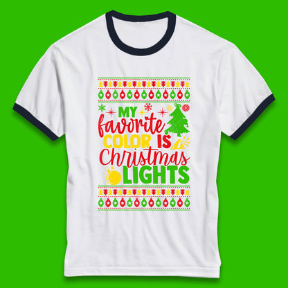 my favorite color is christmas lights ringer t shirt