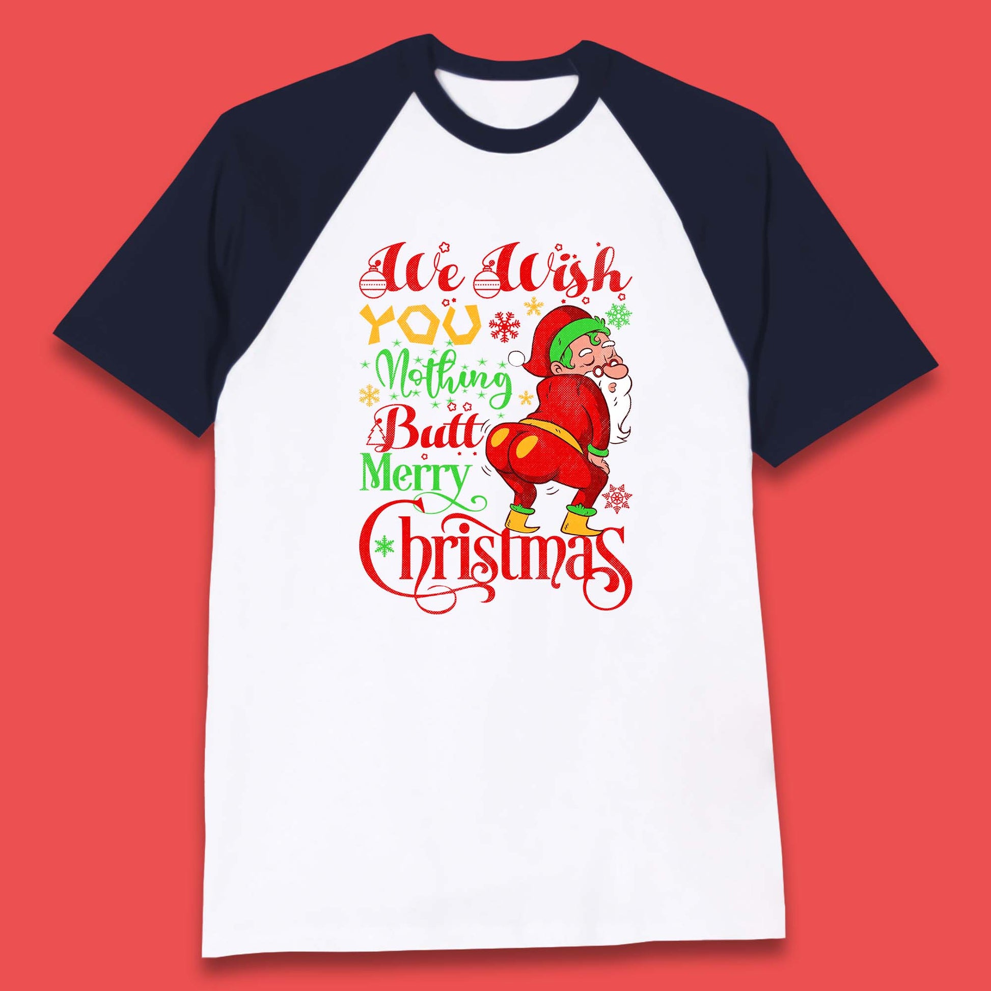 naughty santa christmas baseball t shirt