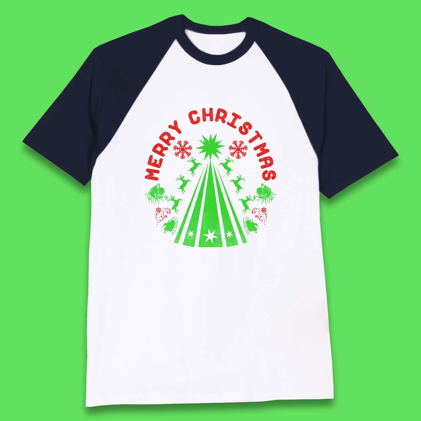 merry christmas reindeers baseball t shirt