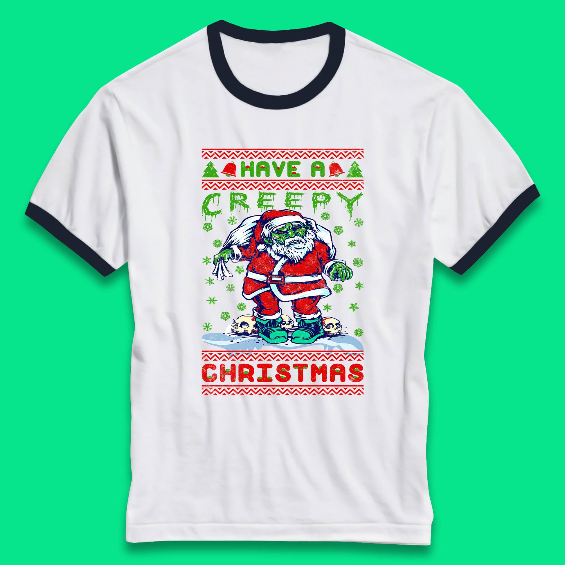 zombie santa claus ringer t shirt