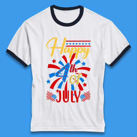 Happy 4th Of July USA Independence Day Celebration Patriotic Ringer T Shirt