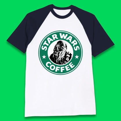 Chewbacca Star Wars Coffee Sci-fi Action Adventure Movie Character Starbucks Coffee Spoof 46th Anniversary Baseball T Shirt