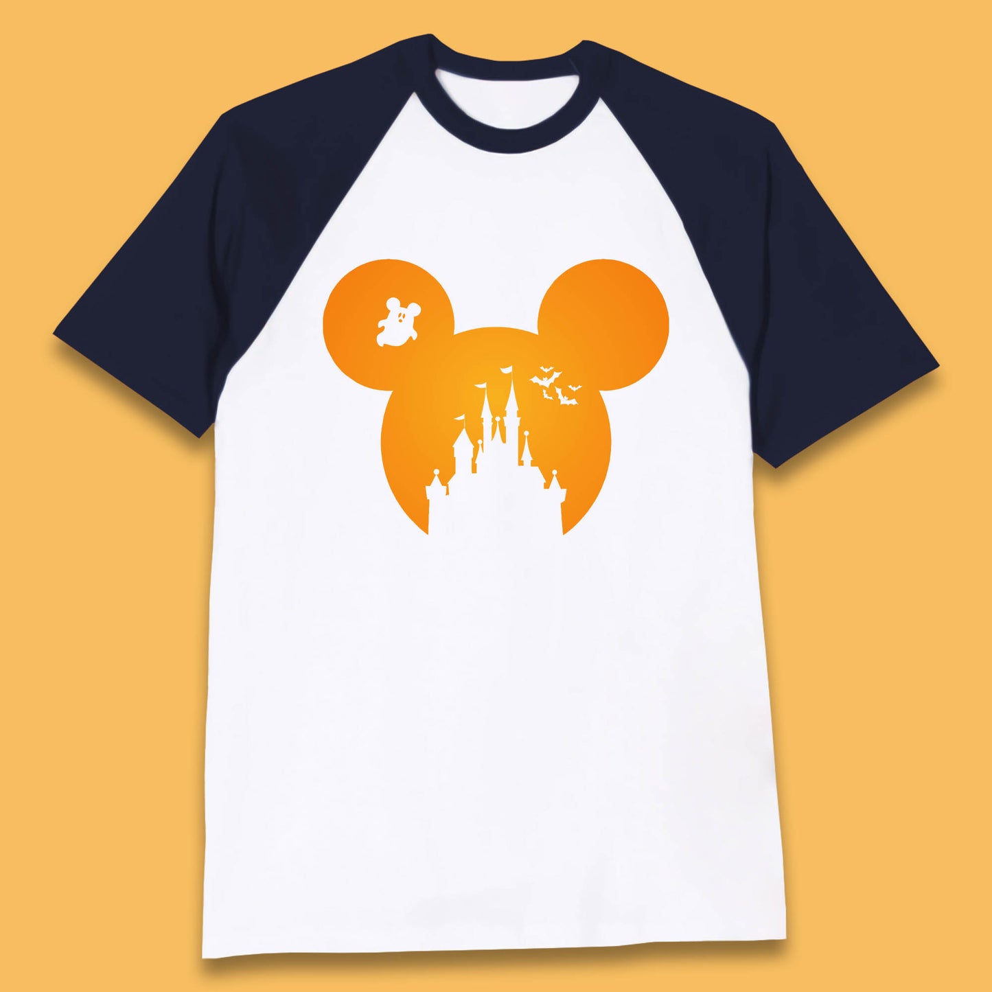 Disney Mickey Mouse Happy Halloween Disney Castle Halloween Scary Boo Flying Bats Baseball T Shirt