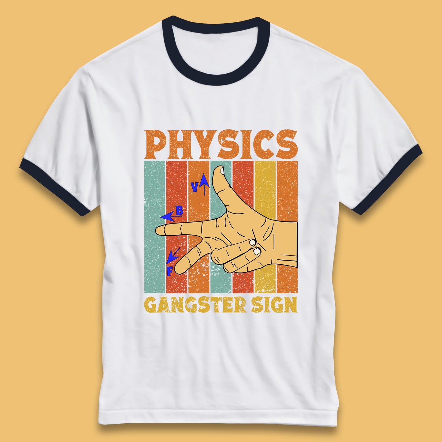 Physics Gangster Sign  Right Hand Rule Funny Parody Science Scientist Ringer T Shirt