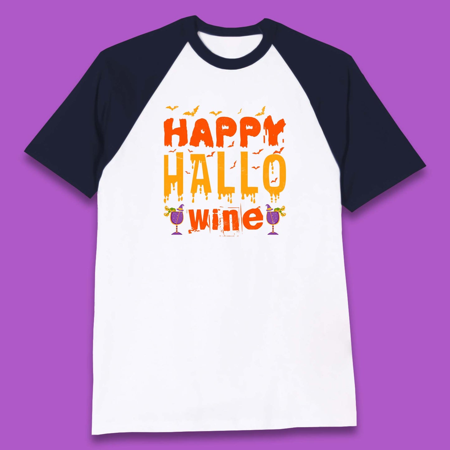 Happy Hallowine Funny Halloween Wine Drinking Party Wine Lover Baseball T Shirt