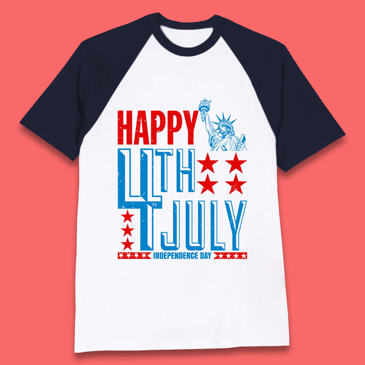 Happy 4th Of July Independence Day Statue Of Liberty Patriotic Celebration Baseball T Shirt