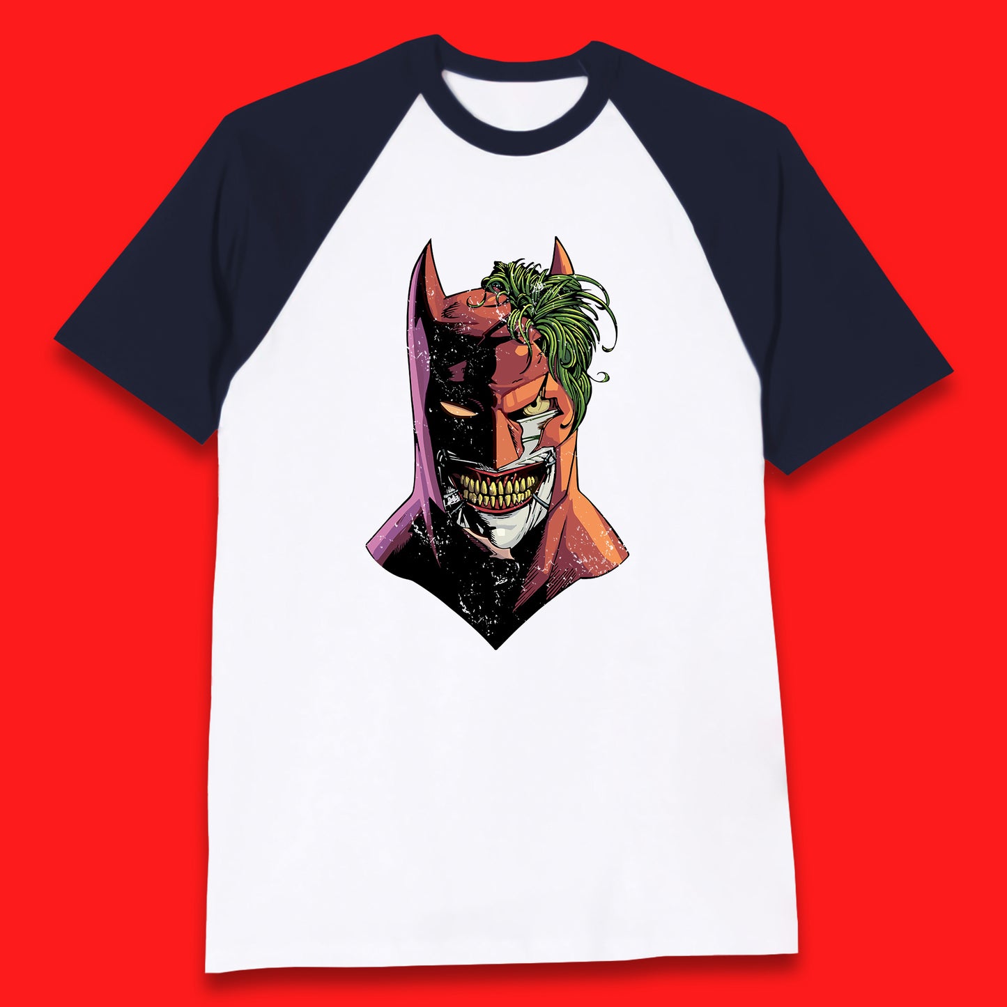 DC Comics Batman Mouth Wall Batman X The Joker Spoof Supervillain Comic Book Character Baseball T Shirt