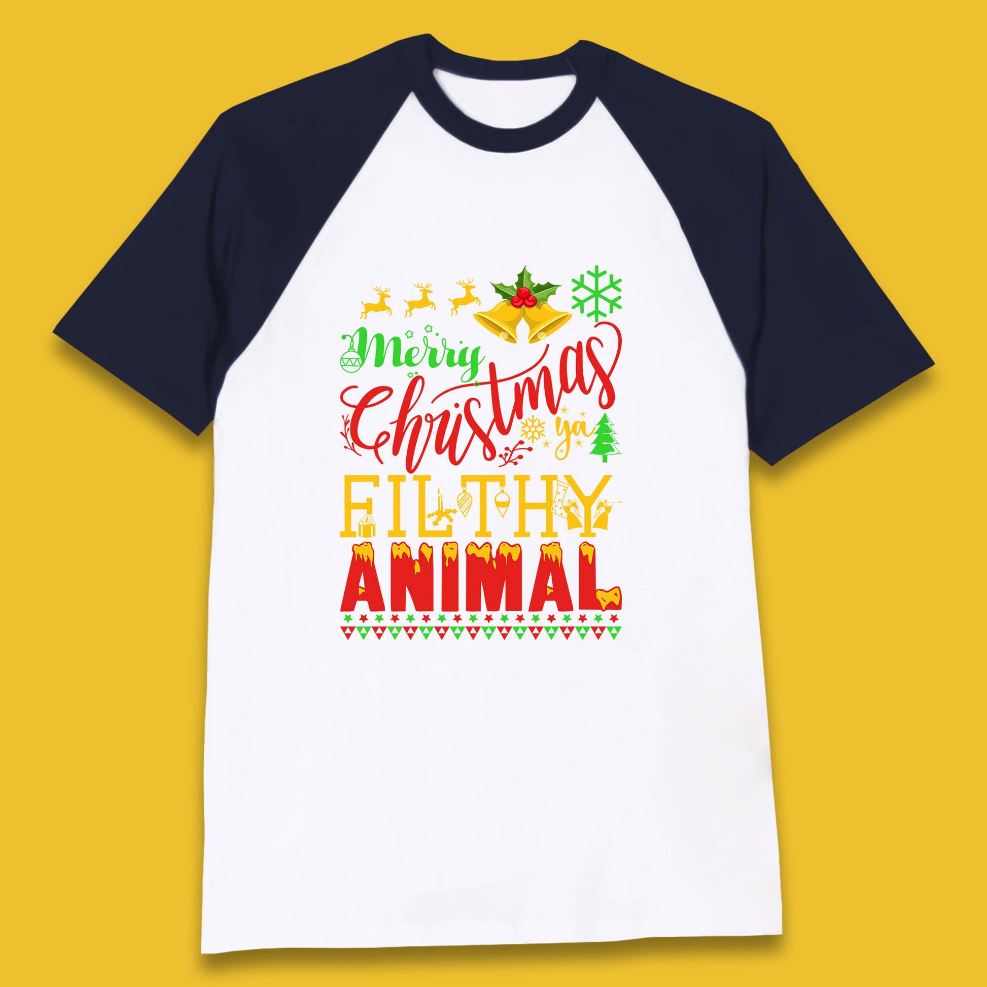 merry christmas ya filthy animal baseball t shirt