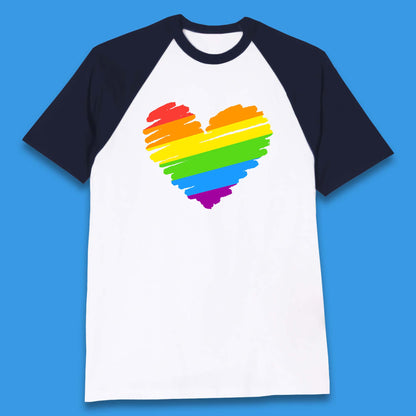 Rainbow Colour Heart Pride LGBTQ Rainbow Pride LGBT Gay Pride Month Baseball T Shirt