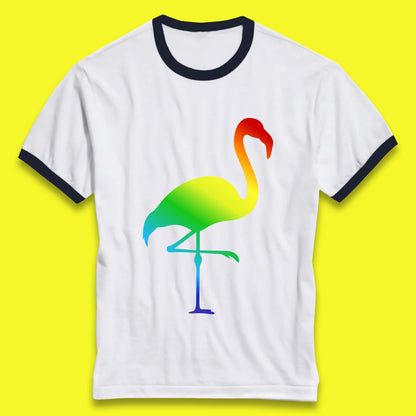 Rainbow Flamingo LGBTQ Gay Rights Pride Parade LGBT Flamingo Lovers Ringer T Shirt