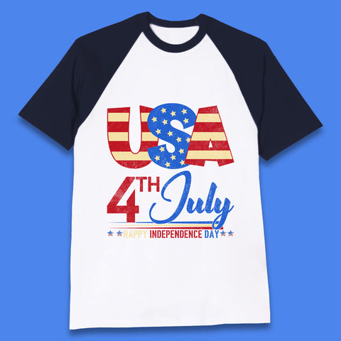 USA 4th July Happy Independence Day Celebration Patriotic Baseball T Shirt