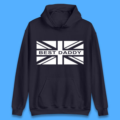 Best Daddy Vintage Union Jack Great Britain United Kingdom England Flag Patriotic Dad Father's Day Unisex Hoodie