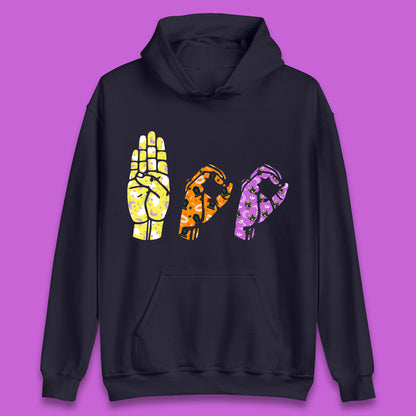 Halloween Hand Sign Language Boo Ghost American Sign Language Alphabet ASL Halloween Unisex Hoodie