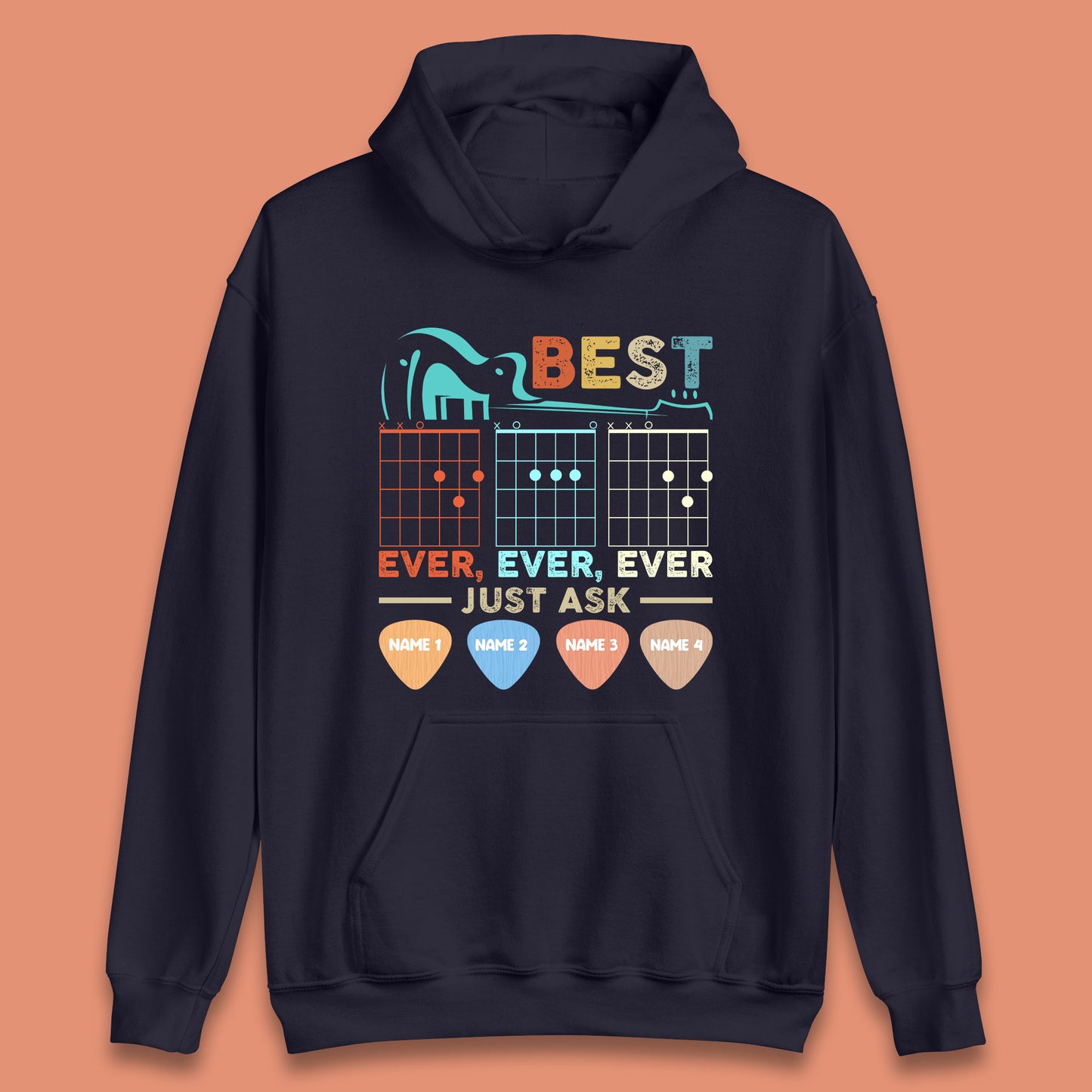 Personalised Best Guitar Dad Unisex Hoodie