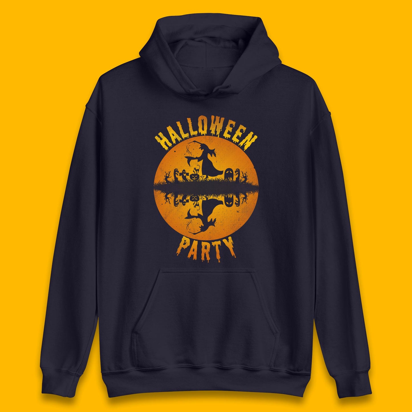 Halloween Party Flying Witch Horror Scary Spooky Season Scary Boo With Full Moon Unisex Hoodie