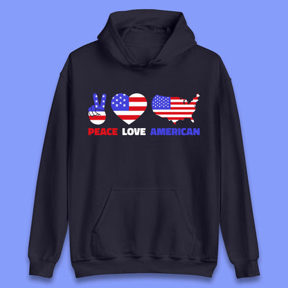 Peace Love American Patriotic USA Flag America Pride Freedom Unisex Hoodie