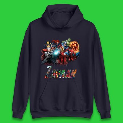 Personalised Marvel Avengers Super Heroes Movie Characters Spider Man, Black Widow, Hulk, Iron Man, Thor, Captain America Avengers Squad Unisex Hoodie