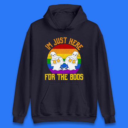 Halloween I Just Here For The Boos Gay Boo Ghosts Drinking Beer LGBTQ Pride Beer Unisex Hoodie