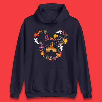 Halloween Mickey Mouse Disney Castle Halloween Elements Scary Boo Unisex Hoodie