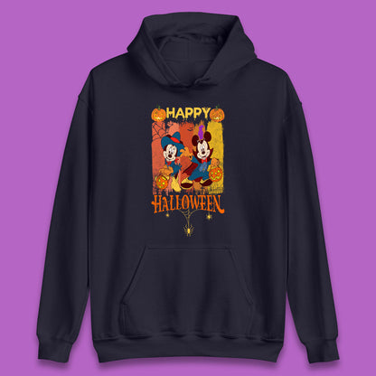 Happy Halloween Disney Witch Mickey Mouse Minnie Mouse Horror Scary Disneyland Trip Unisex Hoodie