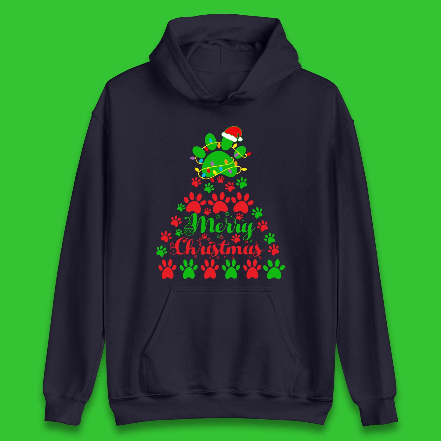 merry christmas paws tree hoodie