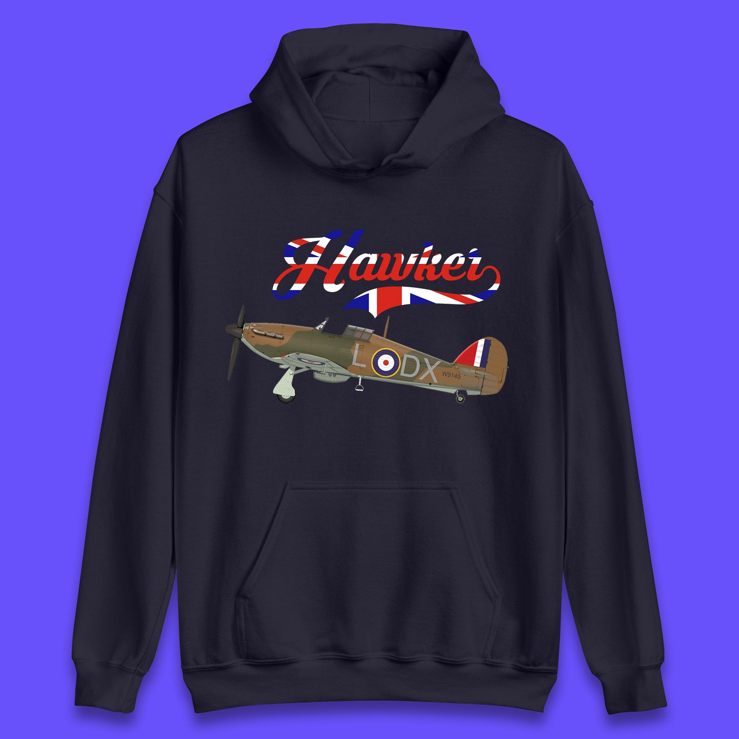 Hawker Hurricane United Kingdom Vintage WWII RAF Fighter Jet British Aircraft Royal Air Force Remembrance Day Unisex Hoodie