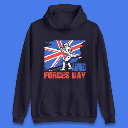 British Armed Forces Day British Veteran Day UK Flag Anzac Day Lest We Forget Unisex Hoodie