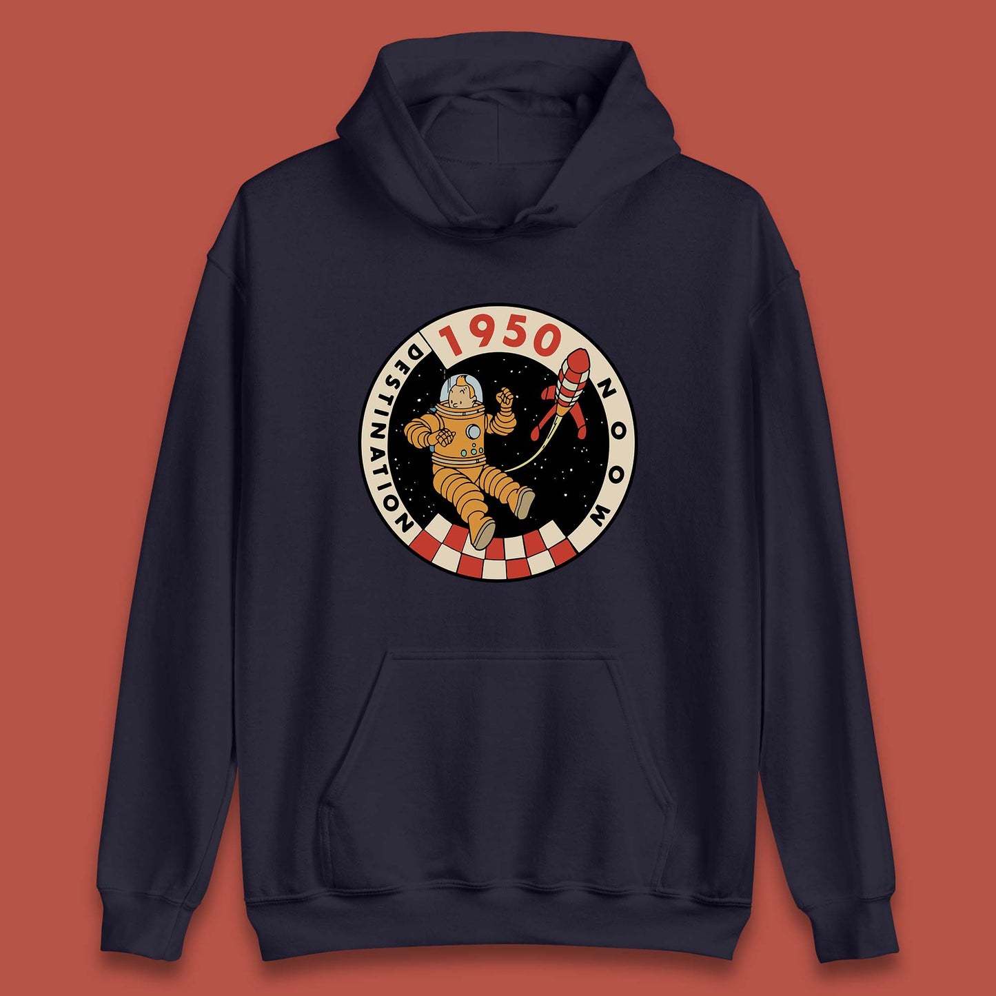 Destination Moon 1950 Astronaut Tintin The Lunar Rocket Retro Comic Space Adventure Unisex Hoodie