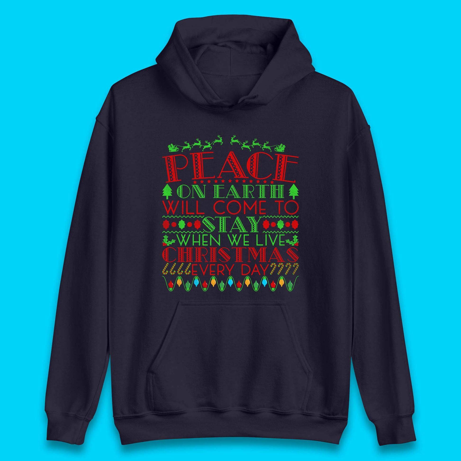 peace on earth christmas quote hoodie