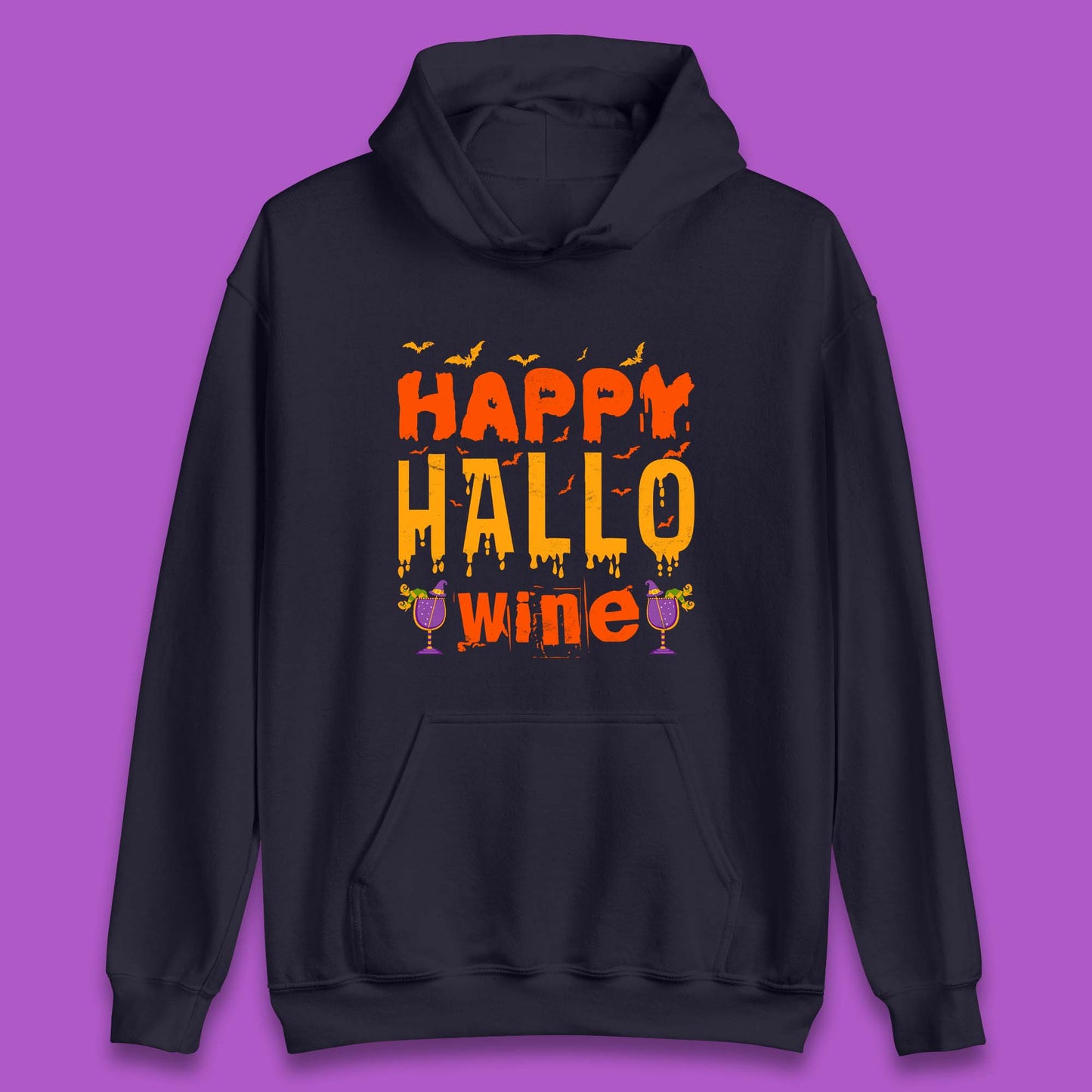 Happy Hallowine Funny Halloween Wine Drinking Party Wine Lover Unisex Hoodie