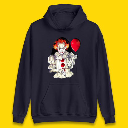 IT Pennywise Clown Holding Balloon Halloween Evil Pennywise Clown Costume Horror Movie Serial Killer Unisex Hoodie