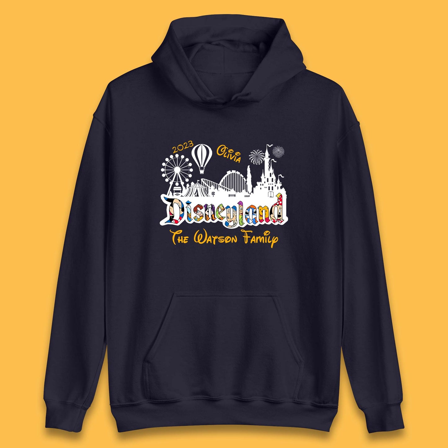 Personalised Disneyland Family Vacation Your Name Disneyland Castle Disneyworld Trip Unisex Hoodie