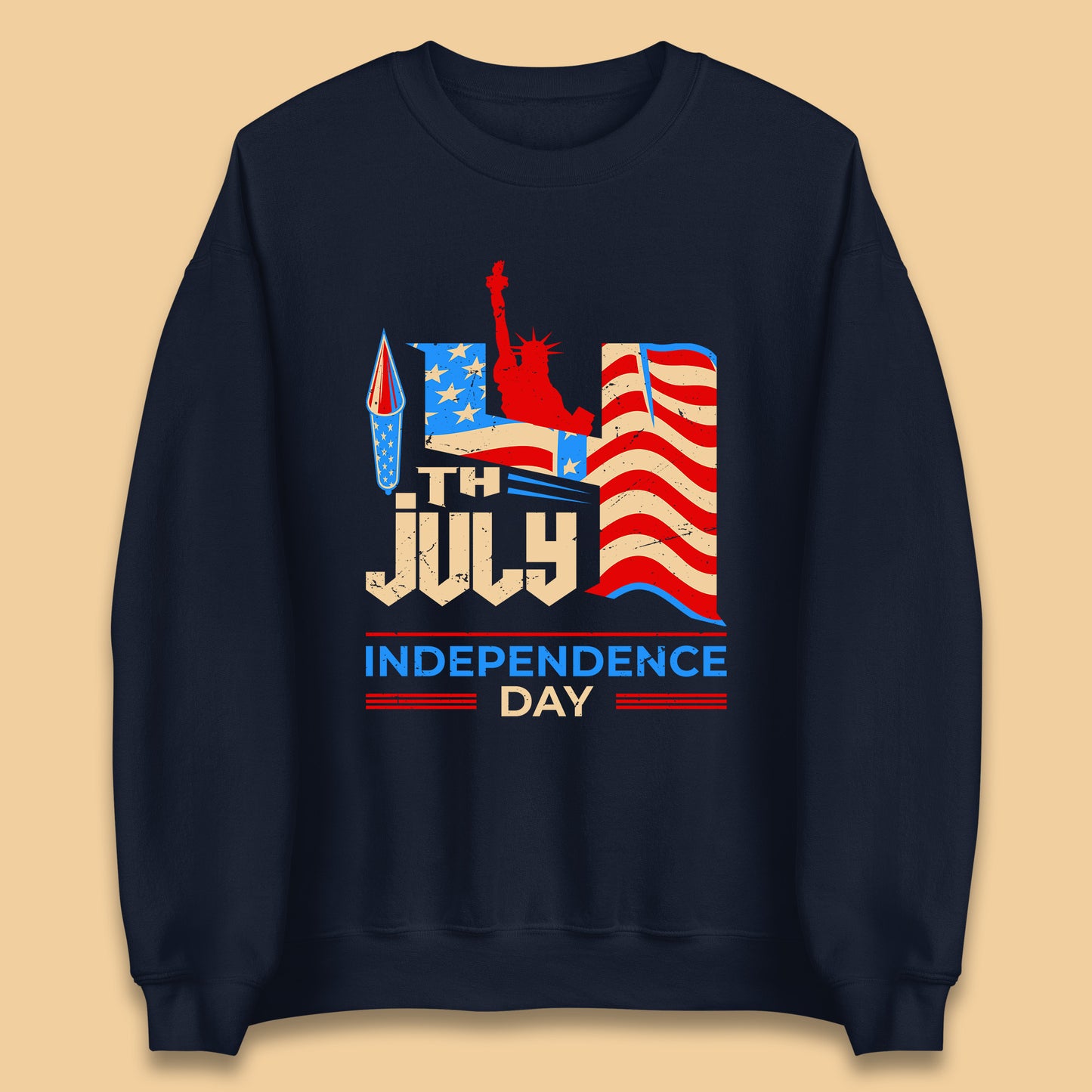 Statue Of Liberty 4th July USA Independence Day Celebration Fireworks Unisex Sweatshirt