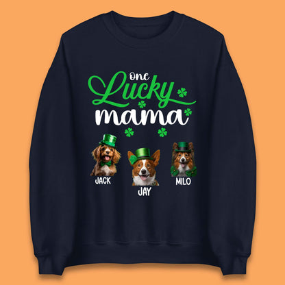 Personalised One Lucky Dog Mama Unisex Sweatshirt