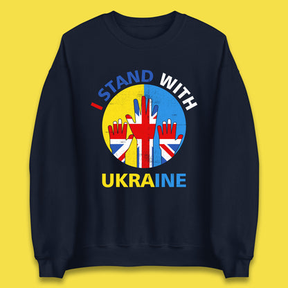 Peace Ukraine I Stand With Ukraine Ukrainian Support United Kingdom British Flag Unisex Sweatshirt