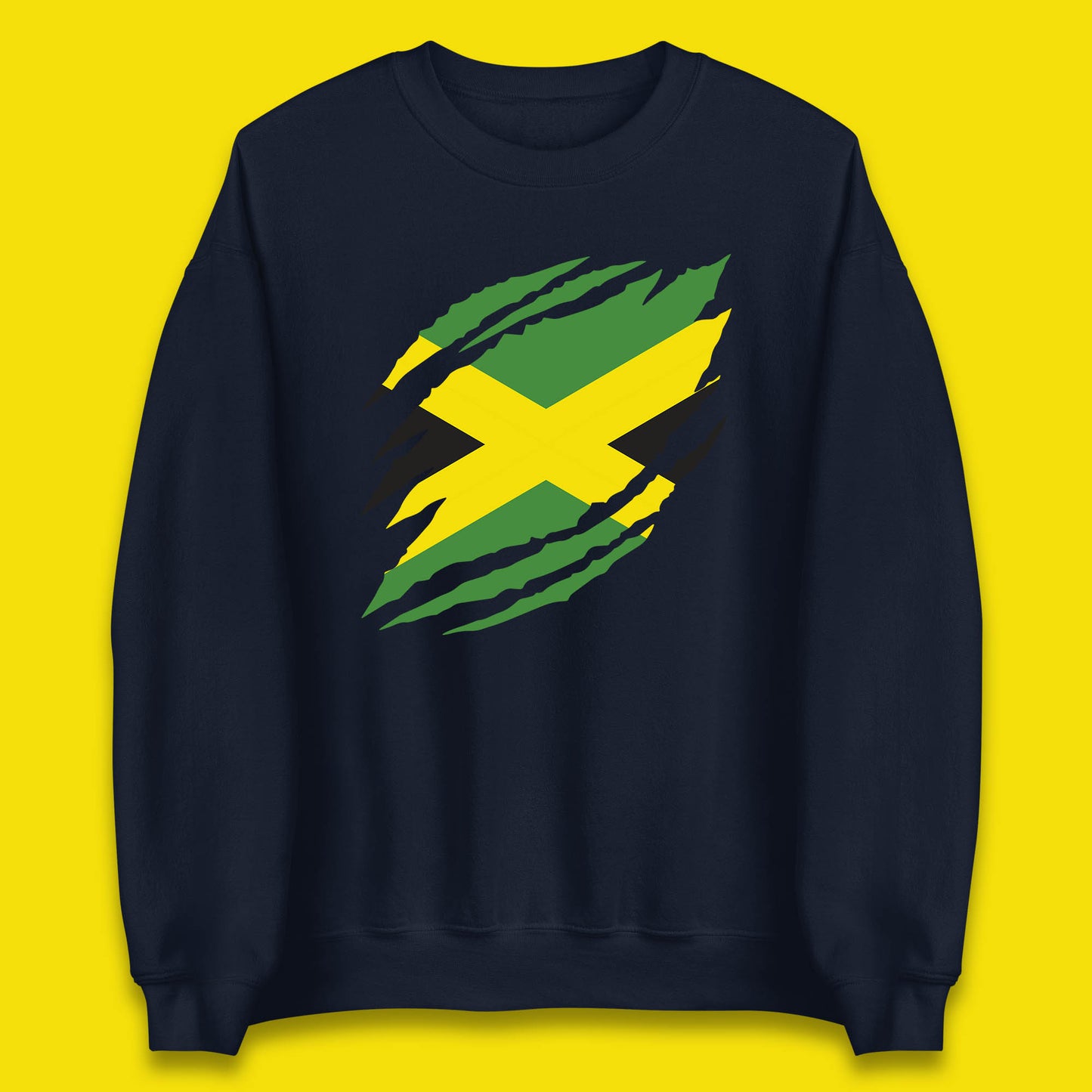 Distressed Jamaica Flag Jamaica Flag Caribbean Islander Sun Marley Kingston Jamaican Pride Patriotism Unisex Sweatshirt