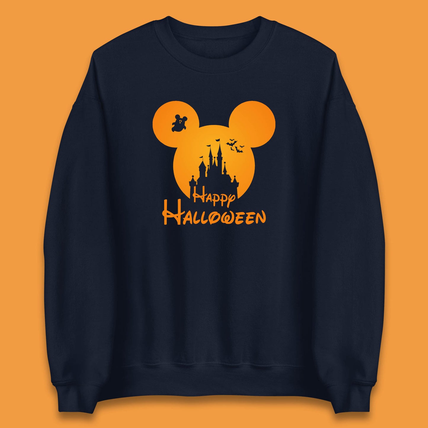 Happy Halloween Mickey Mouse Disney Castle Halloween Scary Boo Flying Bats Unisex Sweatshirt