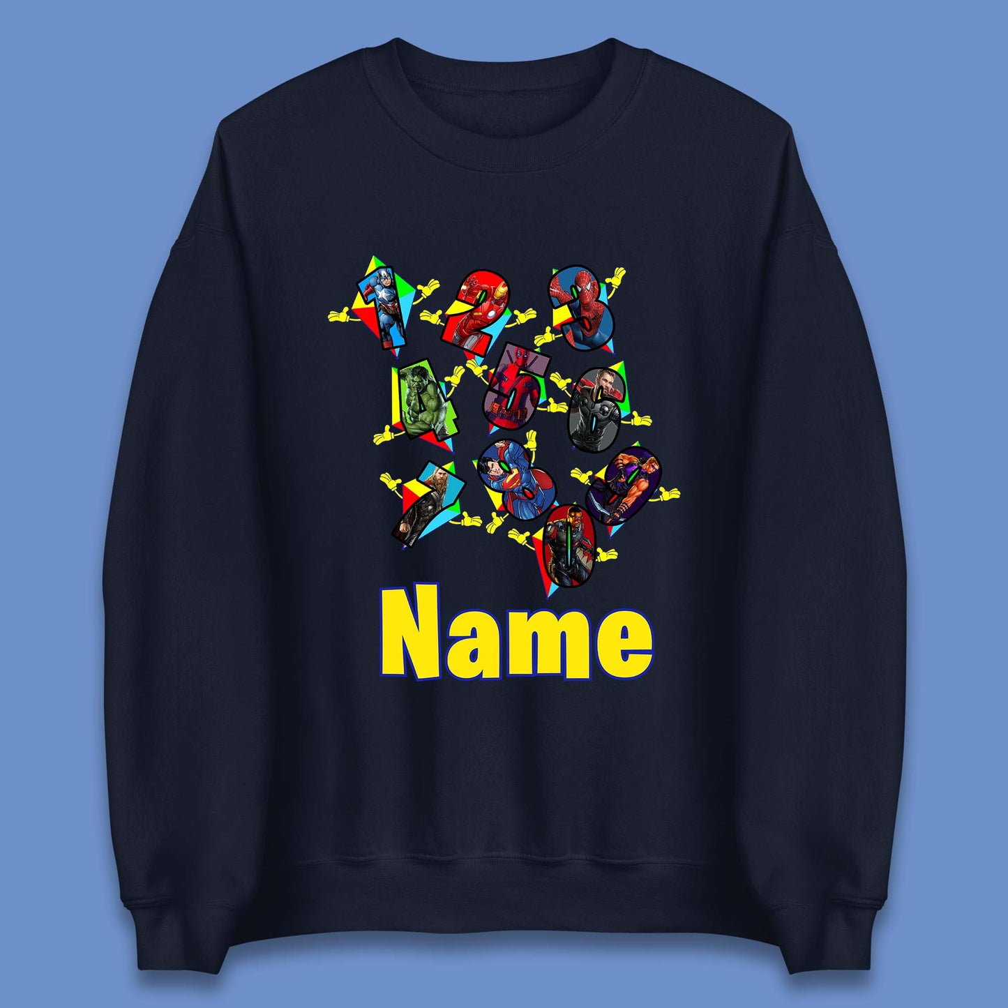 Personalised Number Day Superheroes Superheroes Unisex Sweatshirt