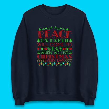 peace on earth christmas quote sweatshirt