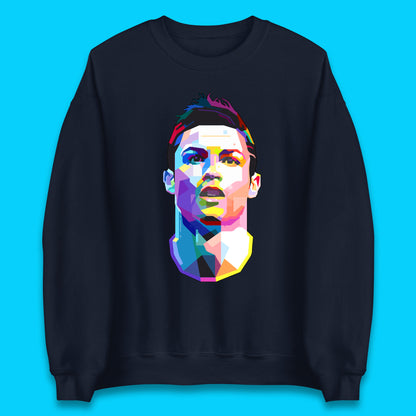 Cristiano Ronaldo Retro Style Portrait Football Player CR7 Portuguese Professional Footballer Soccer Player Sports Champion Unisex Sweatshirt