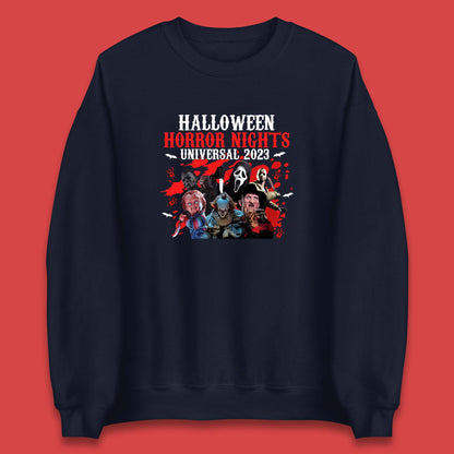 Halloween Horror Nights Universal 2023 Halloween Horror Movie Characters Friends Halloween Serial Killers Unisex Sweatshirt