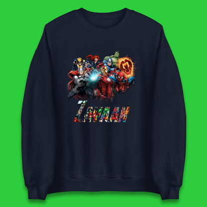 Personalised Marvel Avengers Super Heroes Movie Characters Spider Man, Black Widow, Hulk, Iron Man, Thor, Captain America Avengers Squad Unisex Sweatshirt