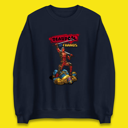 Marvel Comics Deadpool VS Thanos The Ultimate Face Off Comic Book Fictional Characters Unisex Sweatshirt