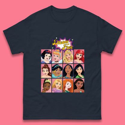 Dream Free Disney Princess Characters Disney Snow White Cinderella Jasmine Disney Princesses Group Disney World Mens Tee Top