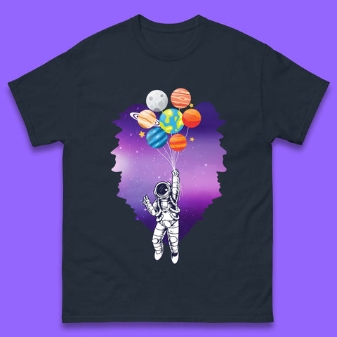 Astronaut Space Planets Balloons Mens T-Shirt