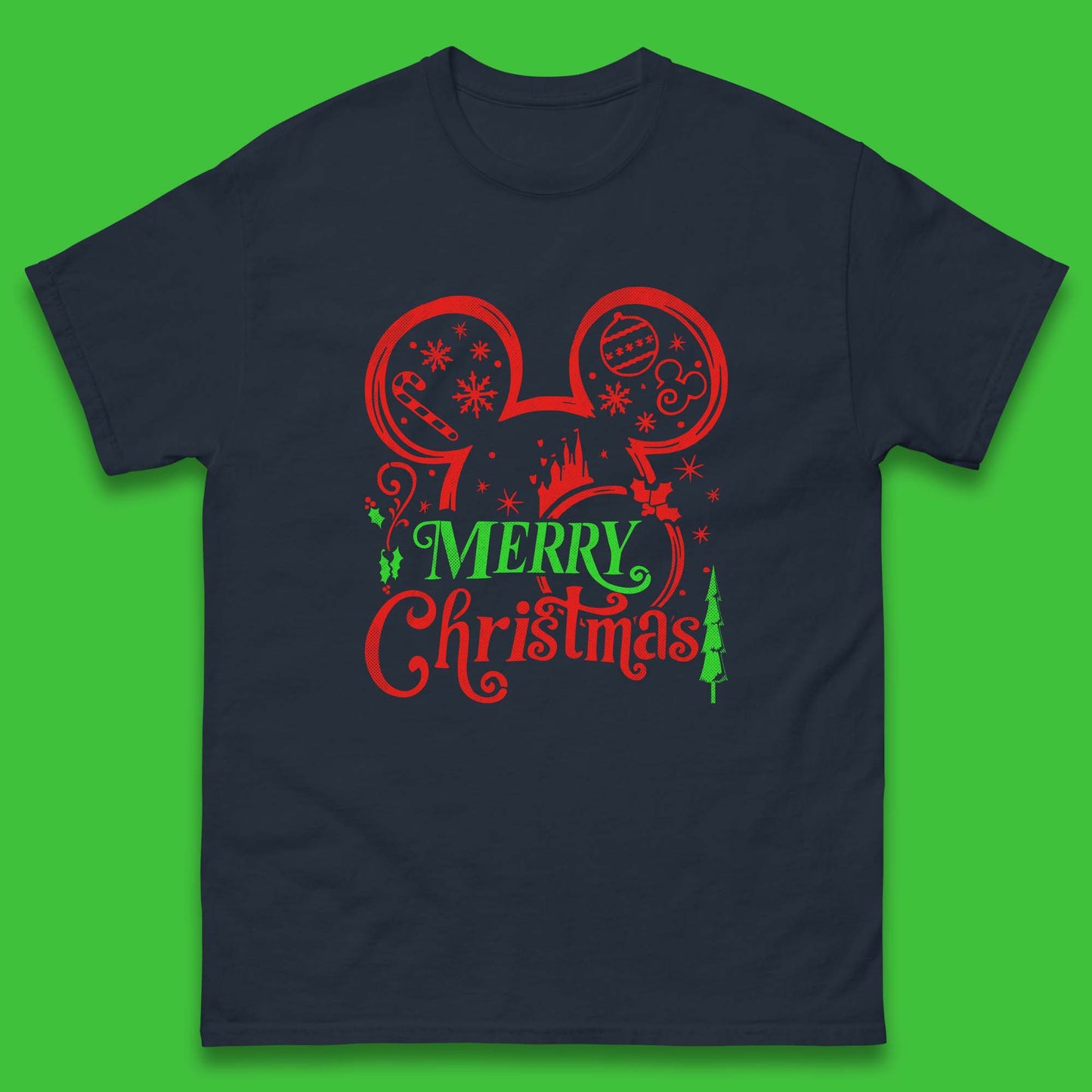 mickey mouse head christmas t shirt